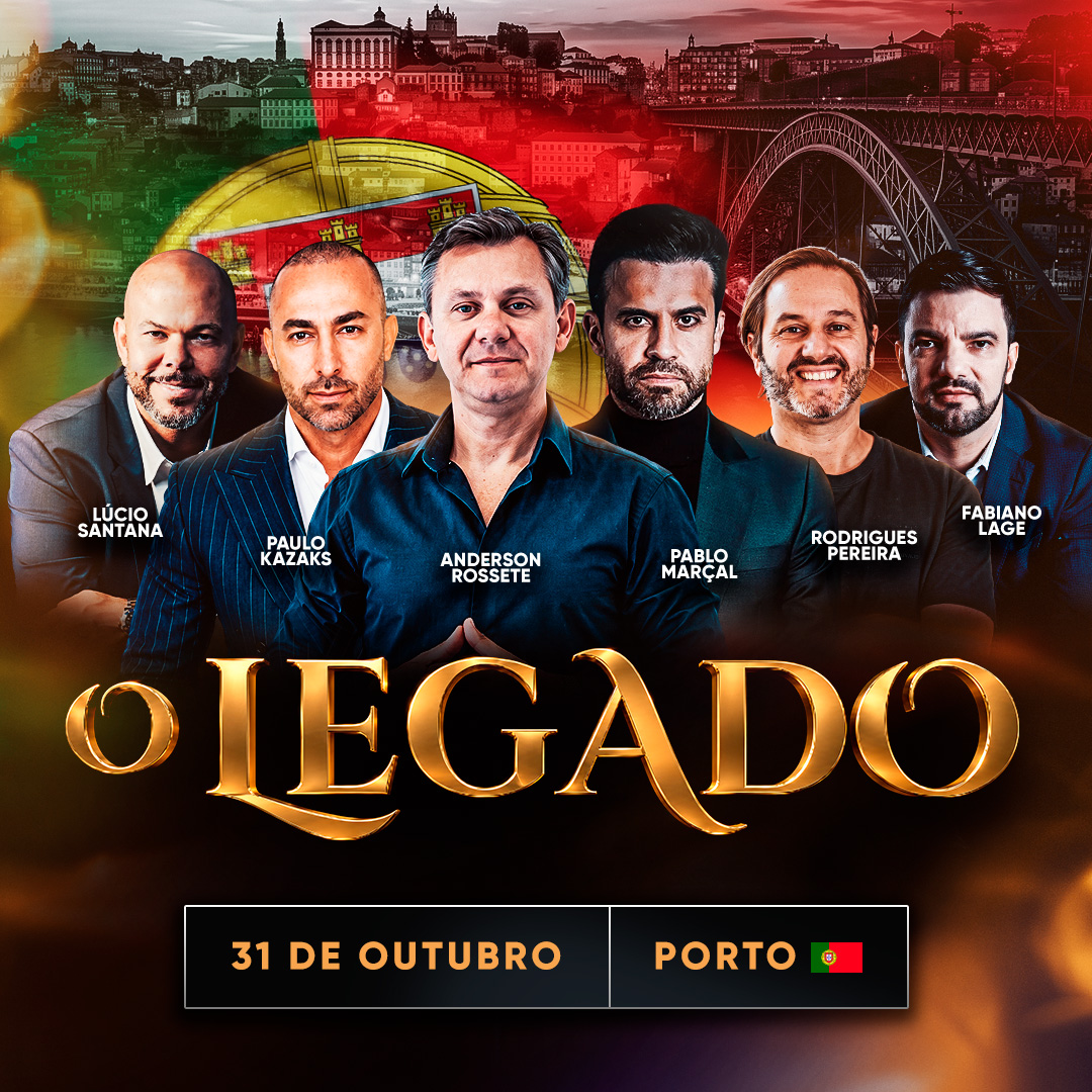 Arte de O Legado com a cidade do Porto e Lúcio Santana, Paulo Kazaks, Anderson Rossete, Pablo Marçal, Rodrigues Pereira e Fabiano Lage